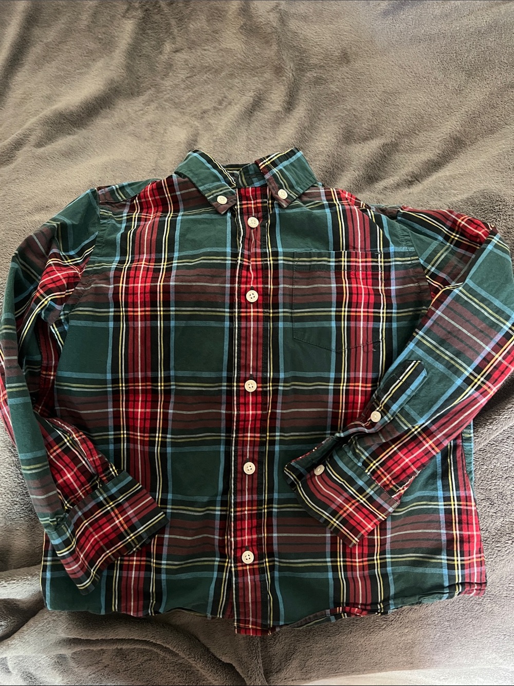 Crewcuts Red and Blue Plaid Shirt with Yellow Accents